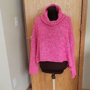 Chelsea & Theodore Vibrant Pink Cowl Neck Sweater